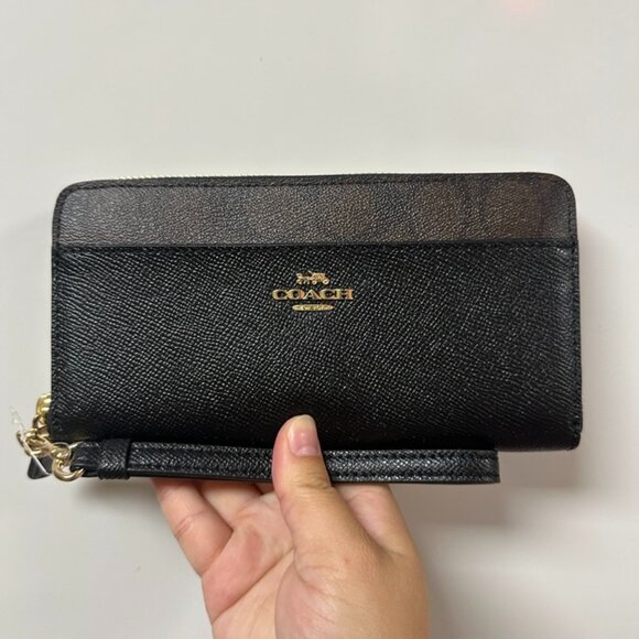 NWT!RARE! Coach F76971 Accordion Zip Wallet With Signature Canvas In Brown/Black - Picture 1 of 11